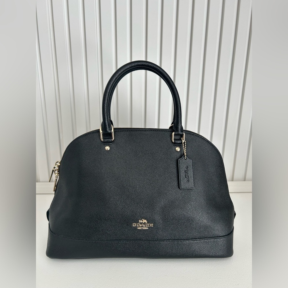 Coach Sierra Medium Dome Satchel Black Crossgrain Leather
